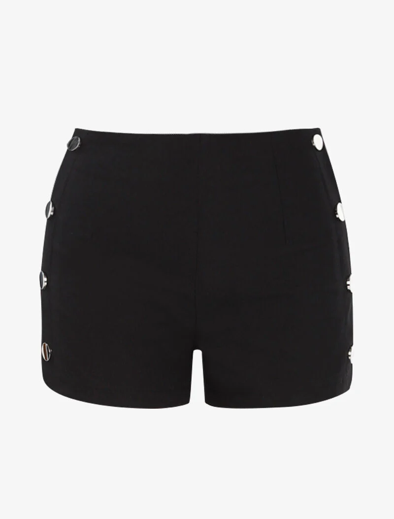 Mini short met knoopsgaten - zwart