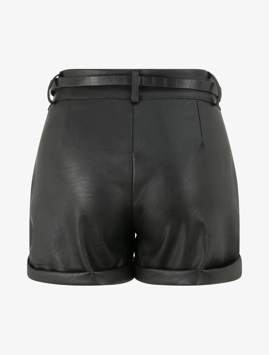 Mini-short met omgekeerde randen - Zwart - Image 2