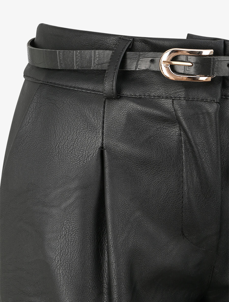 Mini-short met omgekeerde randen - Zwart - Image 3