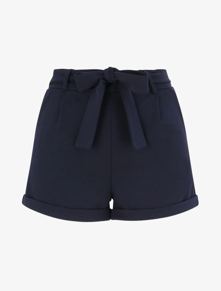 Mini-short met omgekeerde zoom - Donkerblauw