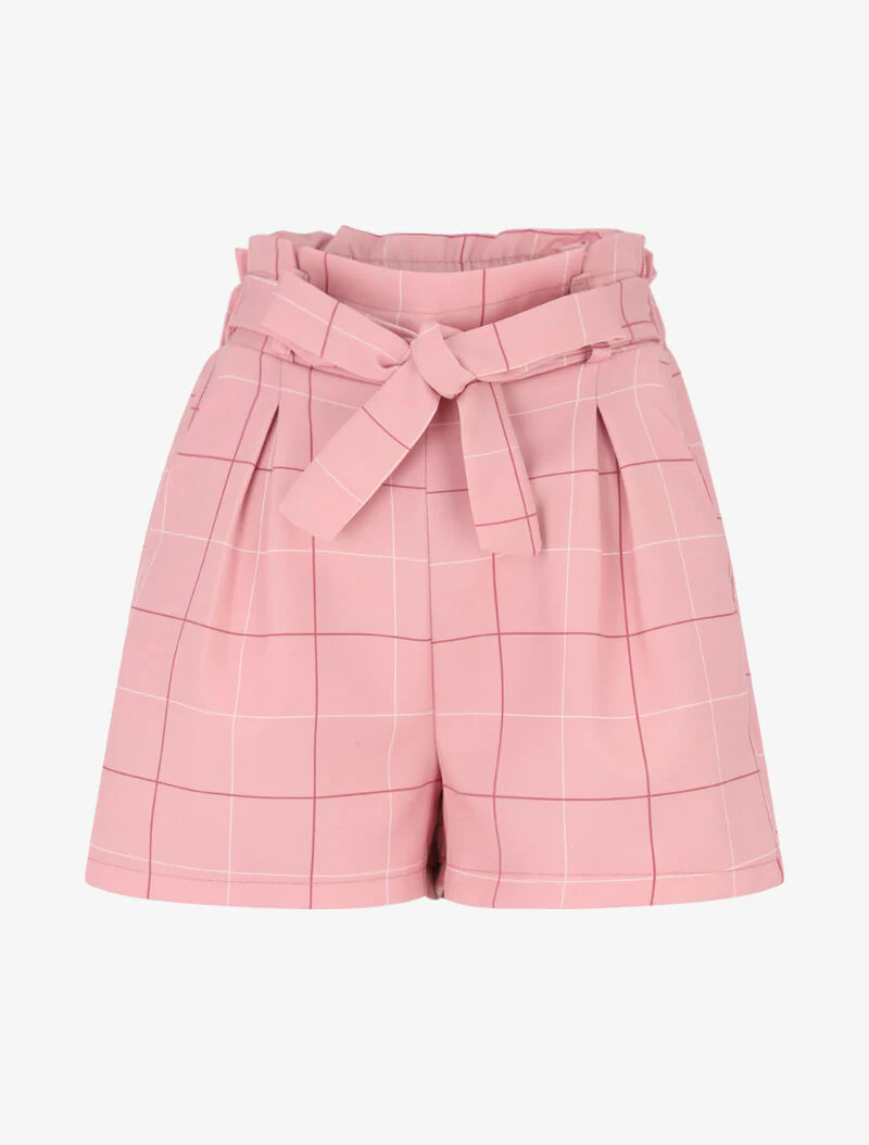 Mini-short met ruitjesprint - roze