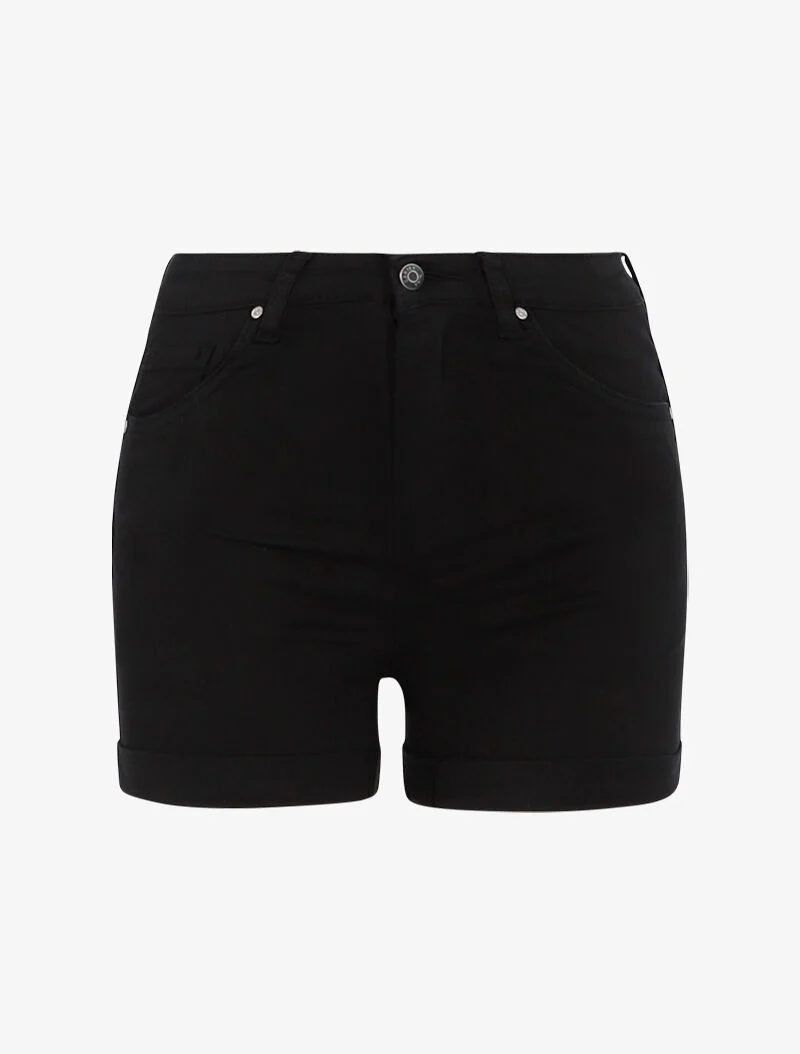 Mini short uni met zomen - zwart