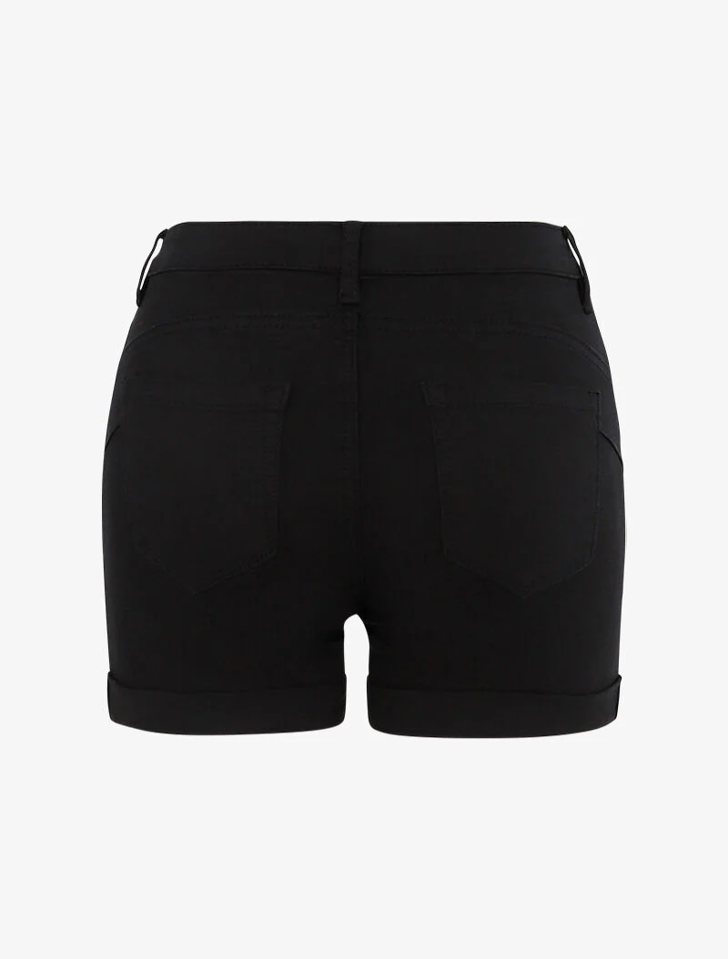 Mini short uni met zomen - zwart - Image 2