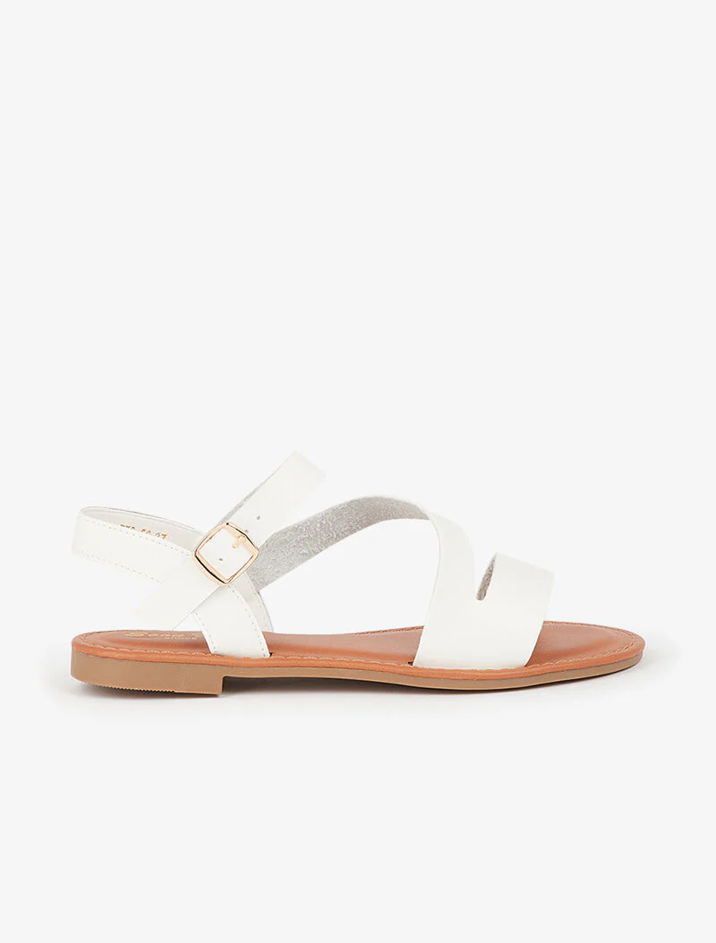Minimalistische sandalen met schuine band - wit - Image 2