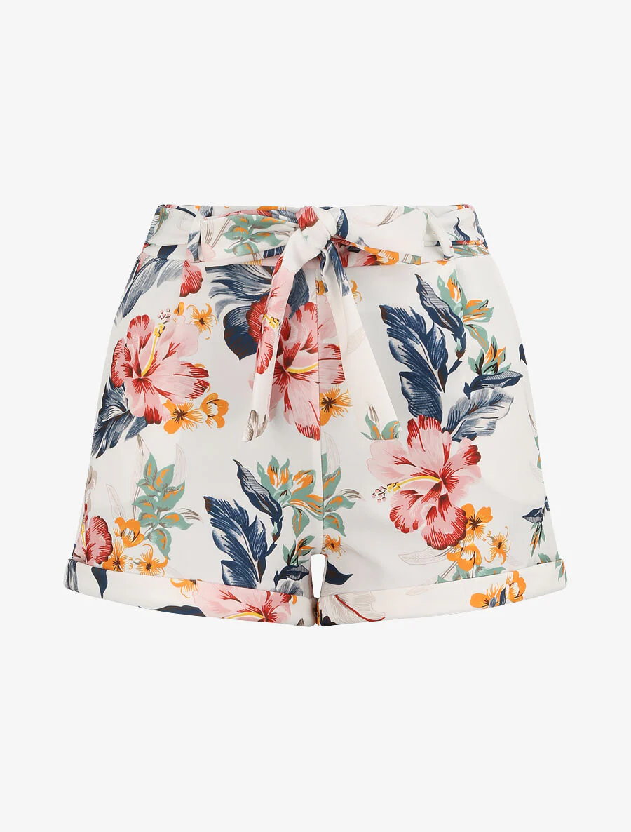 Minirok met bloemenprint en omgekeerde zoom - Roze