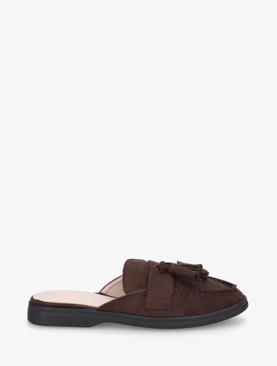 Mocassin muiltjes met kwastjes - Bruin