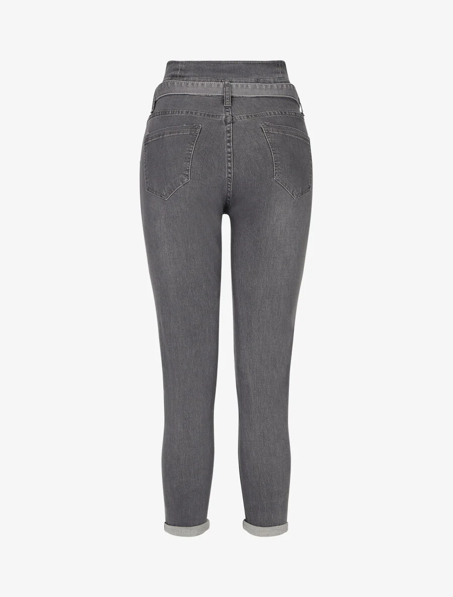 Mom fit jeans met hoge taille en knopen - Grijs - Image 2