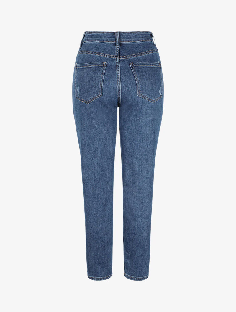 Mom jeans 7/8 met scheuren - Blauw denim - Image 2
