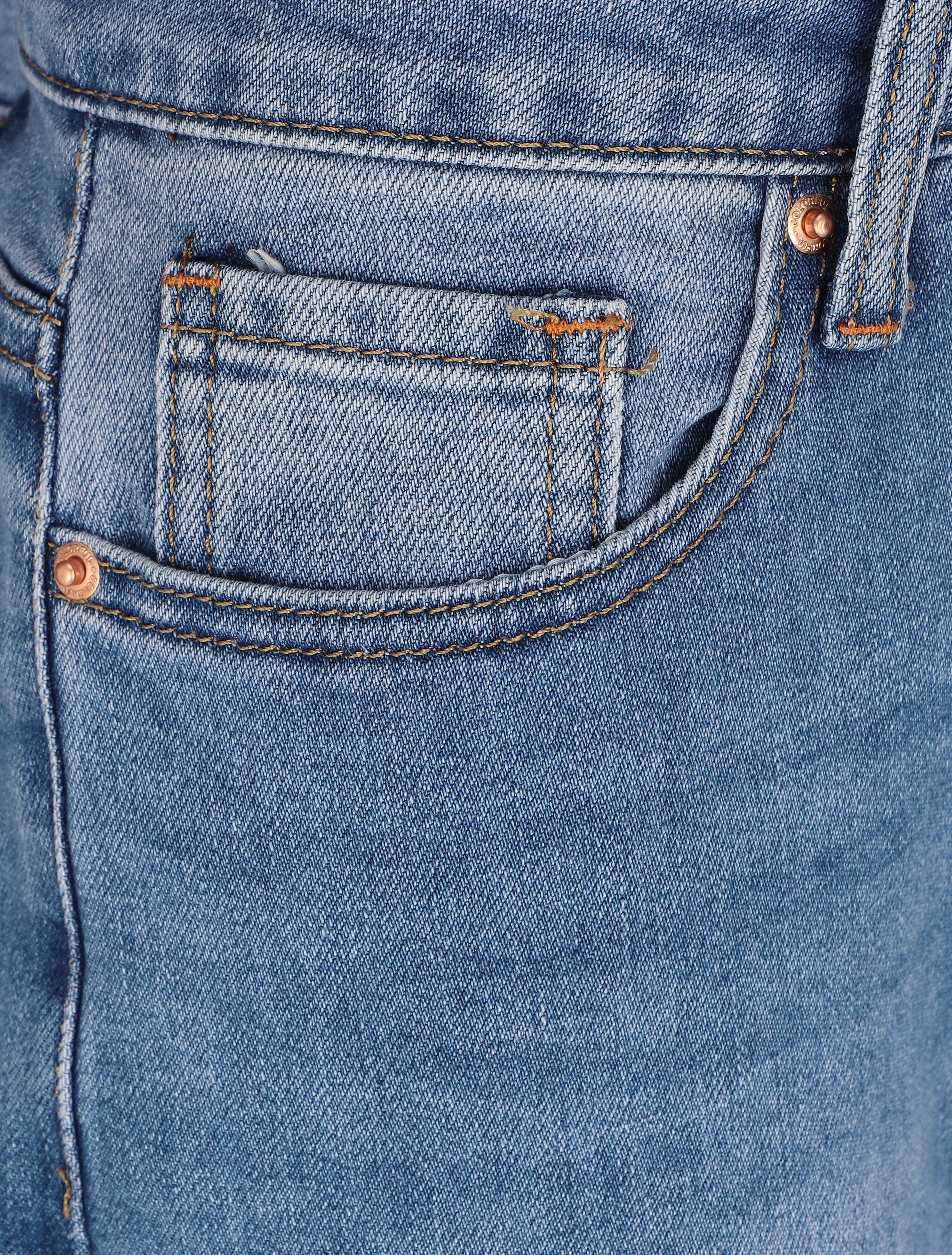 Jean mom met een gerafelde zoom - Blauw denim - Image 3