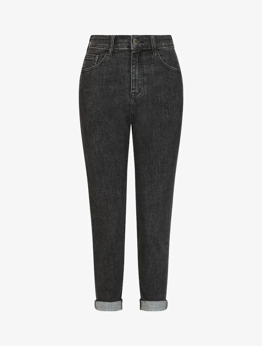 Mom jeans met hoge taille - Antraciet - Image 4