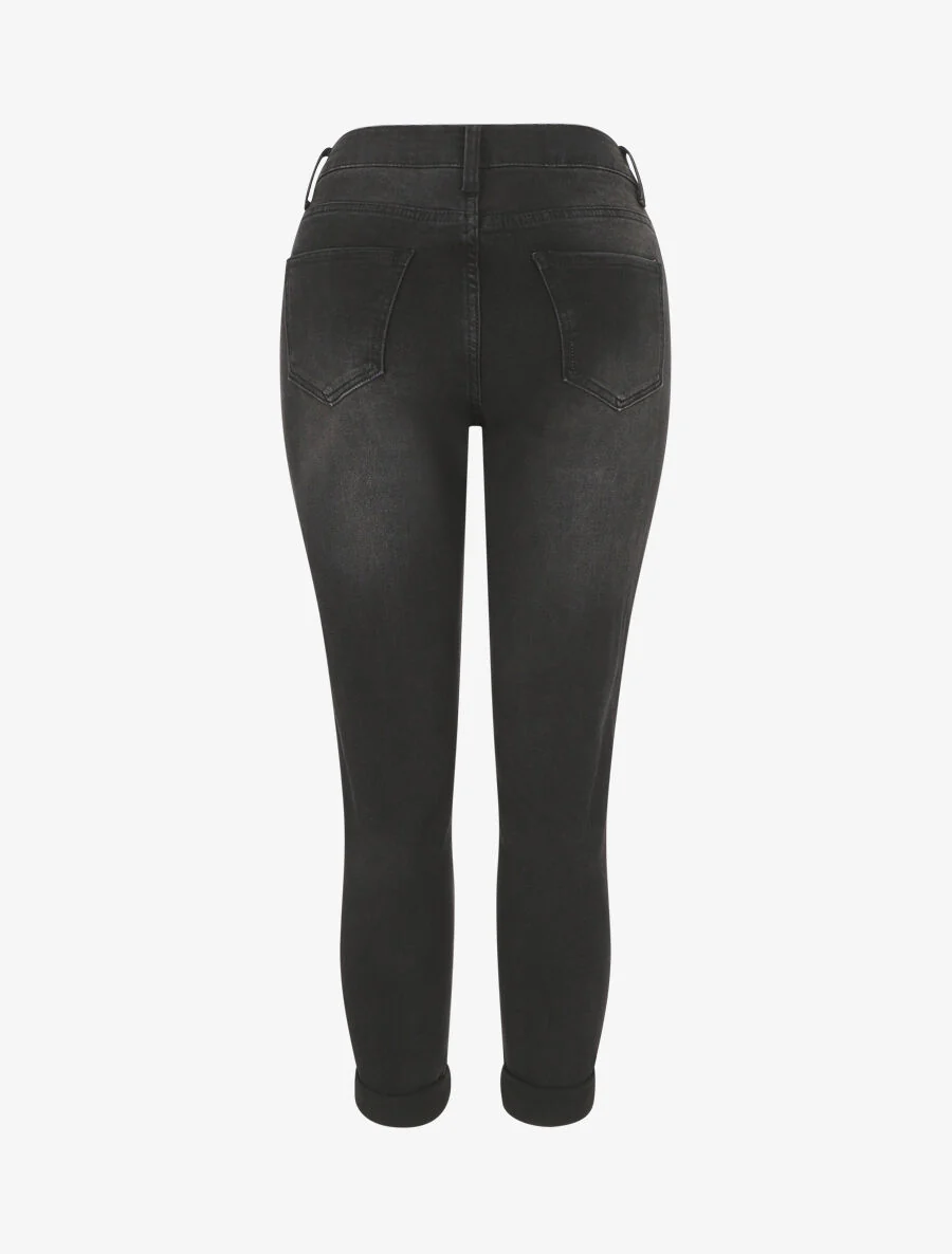 Mom jeans met omslag - Zwart - Image 2