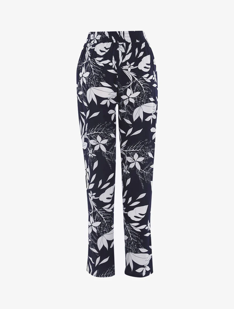 Monochrome bladprint broek - marine - Image 2