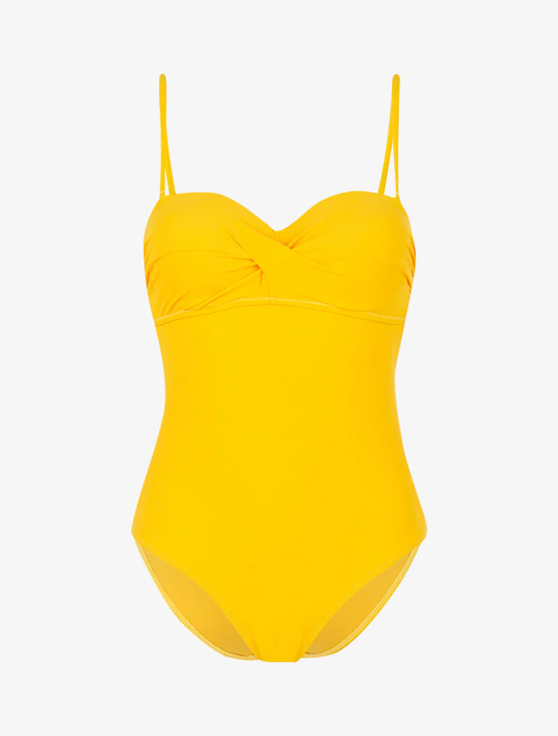 Monokini met voorgevormde bustier - geel