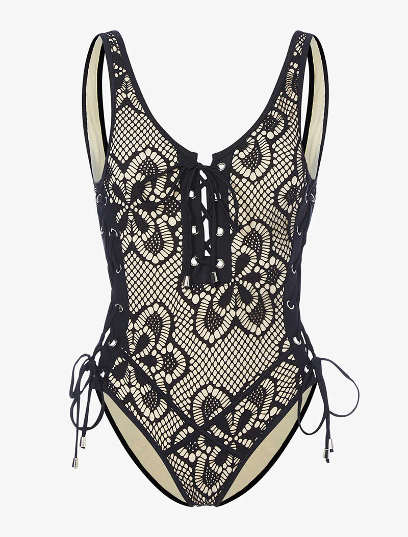 Monokini haakeffect - zwart