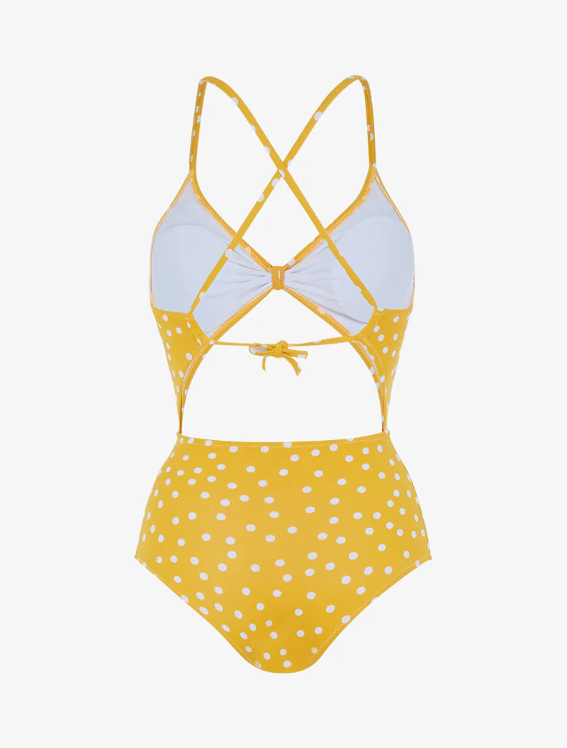 Gehaakte monokini met stippen - geel - Image 2