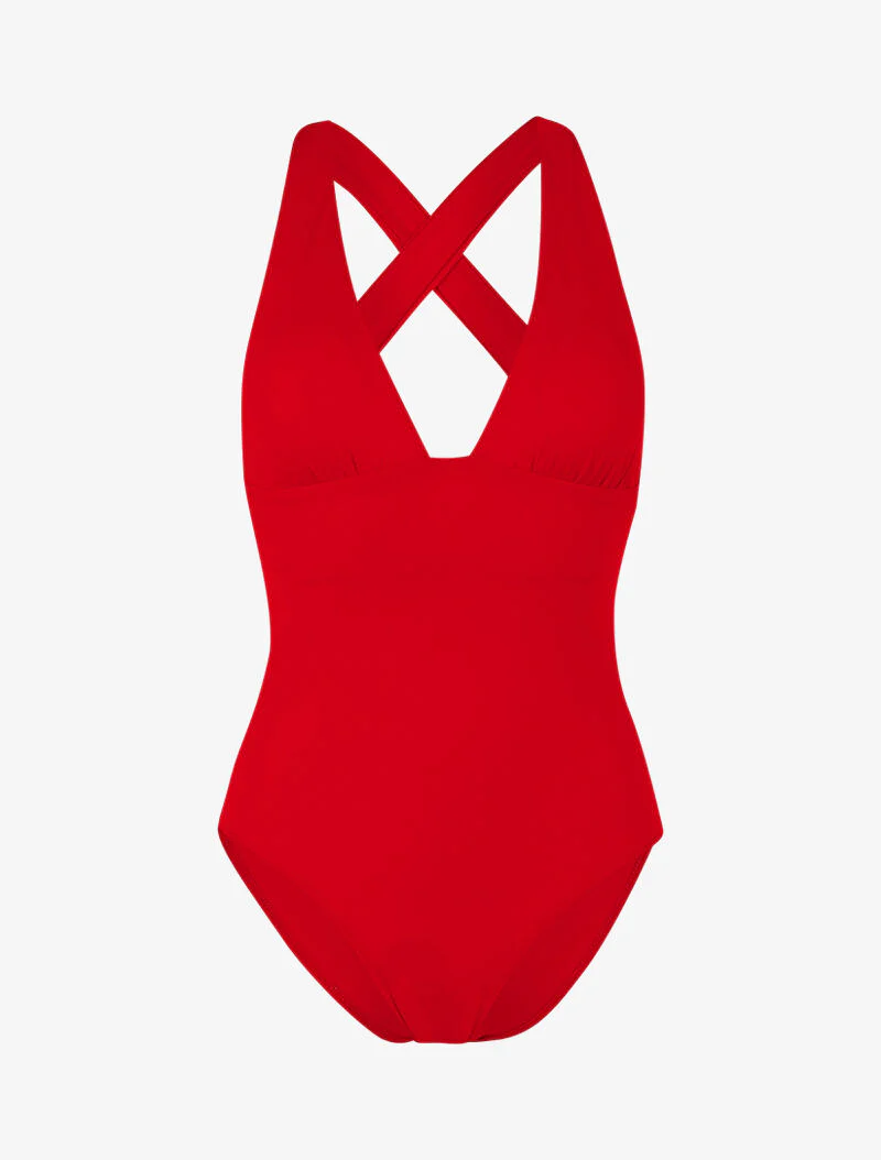 Monokini met diepe halslijn - rood