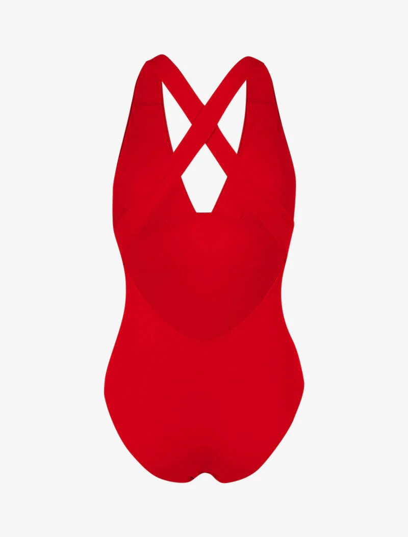 Monokini met diepe halslijn - rood - Image 2