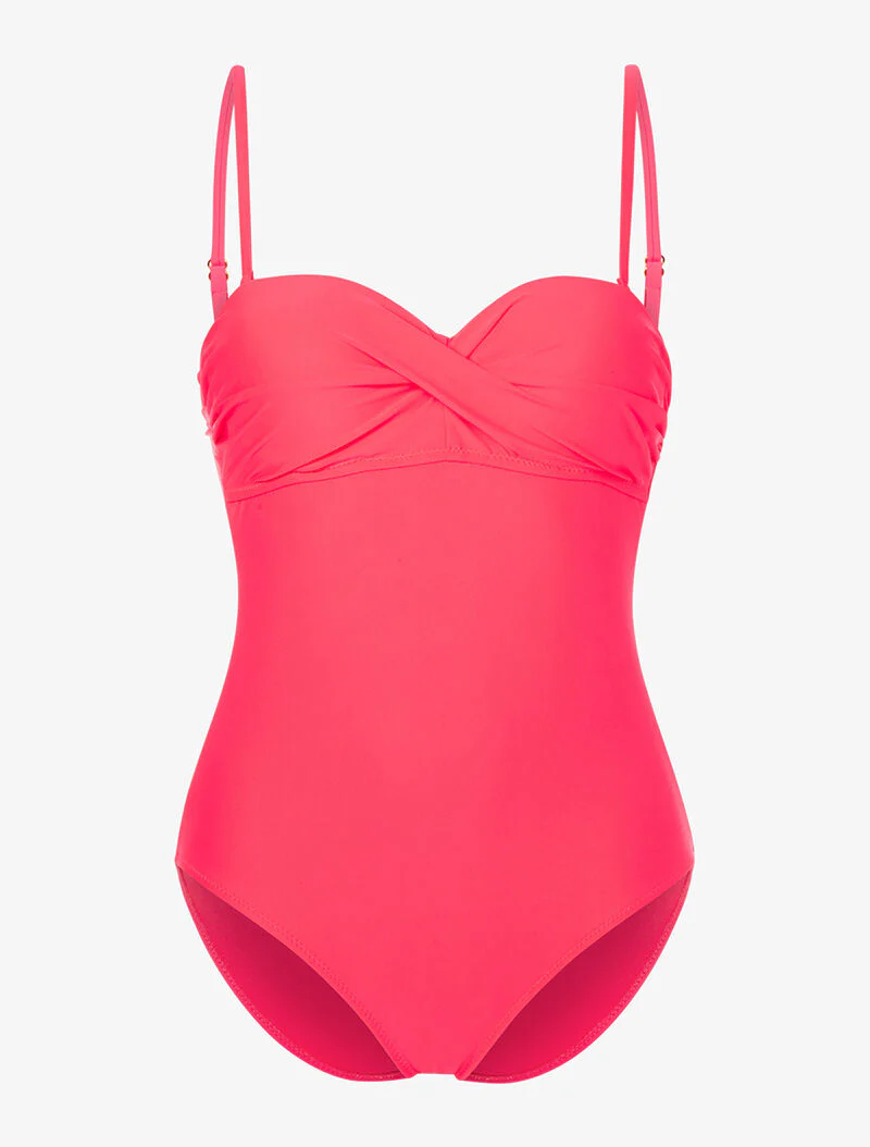 Monokini met gedraaide bandeau - fluokoraal