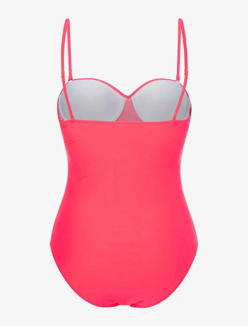 Monokini met gedraaide bandeau - fluokoraal - Image 2