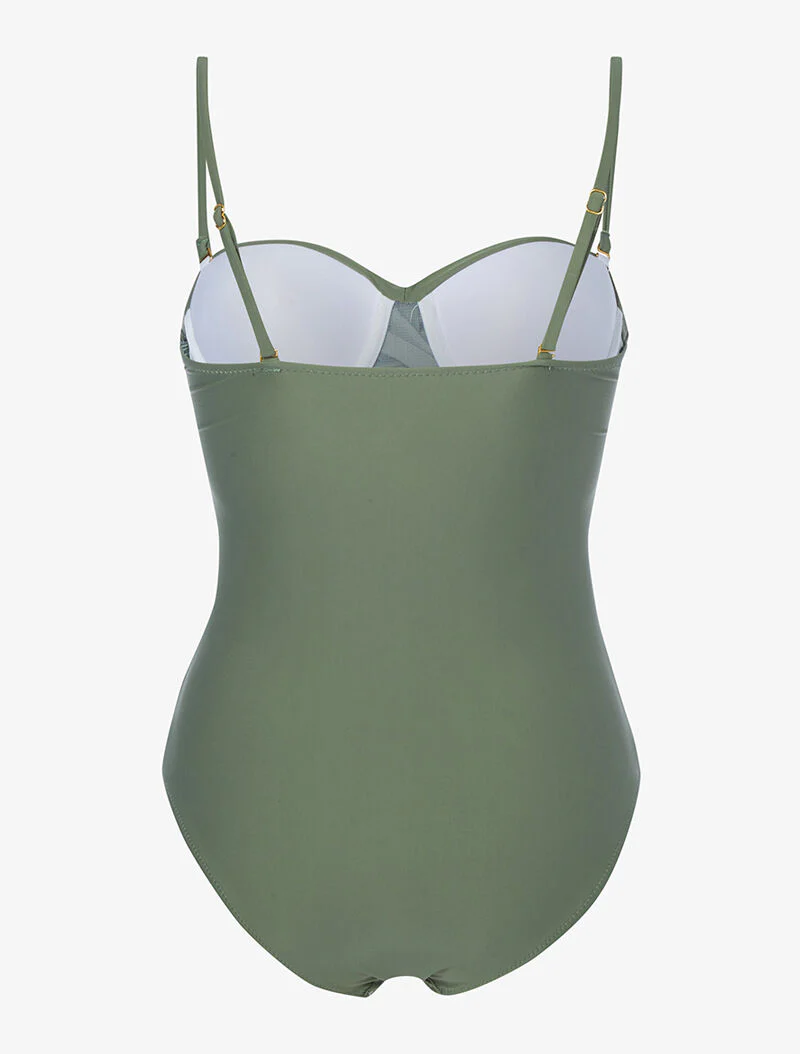 Monokini met gedraaide bandeau - kaki - Image 2