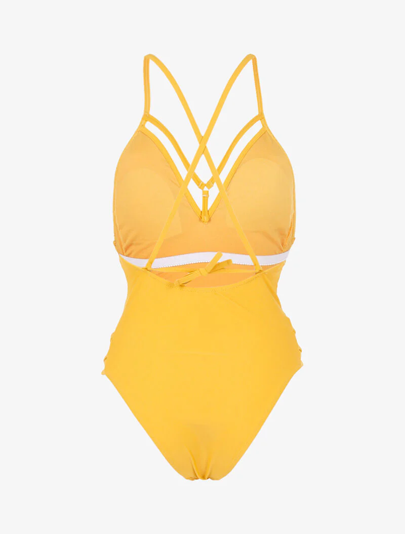 Monokini met gekruiste bandjes - geel - Image 2
