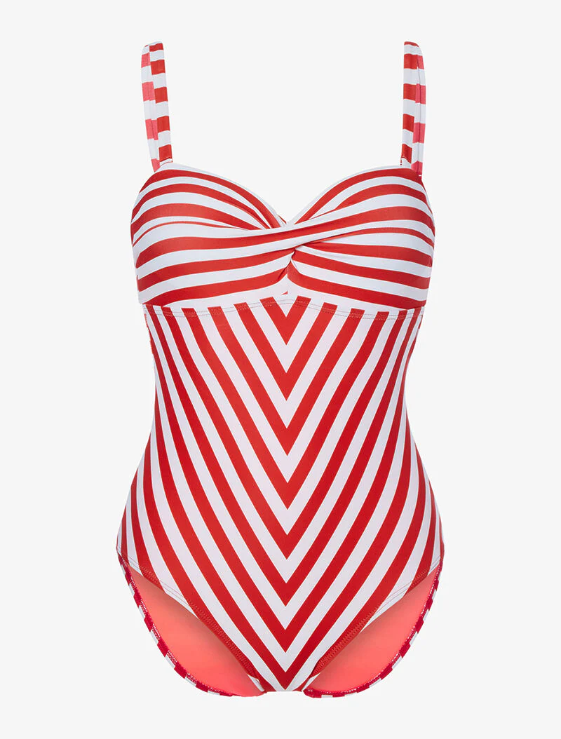 Monokini met strepen - rood