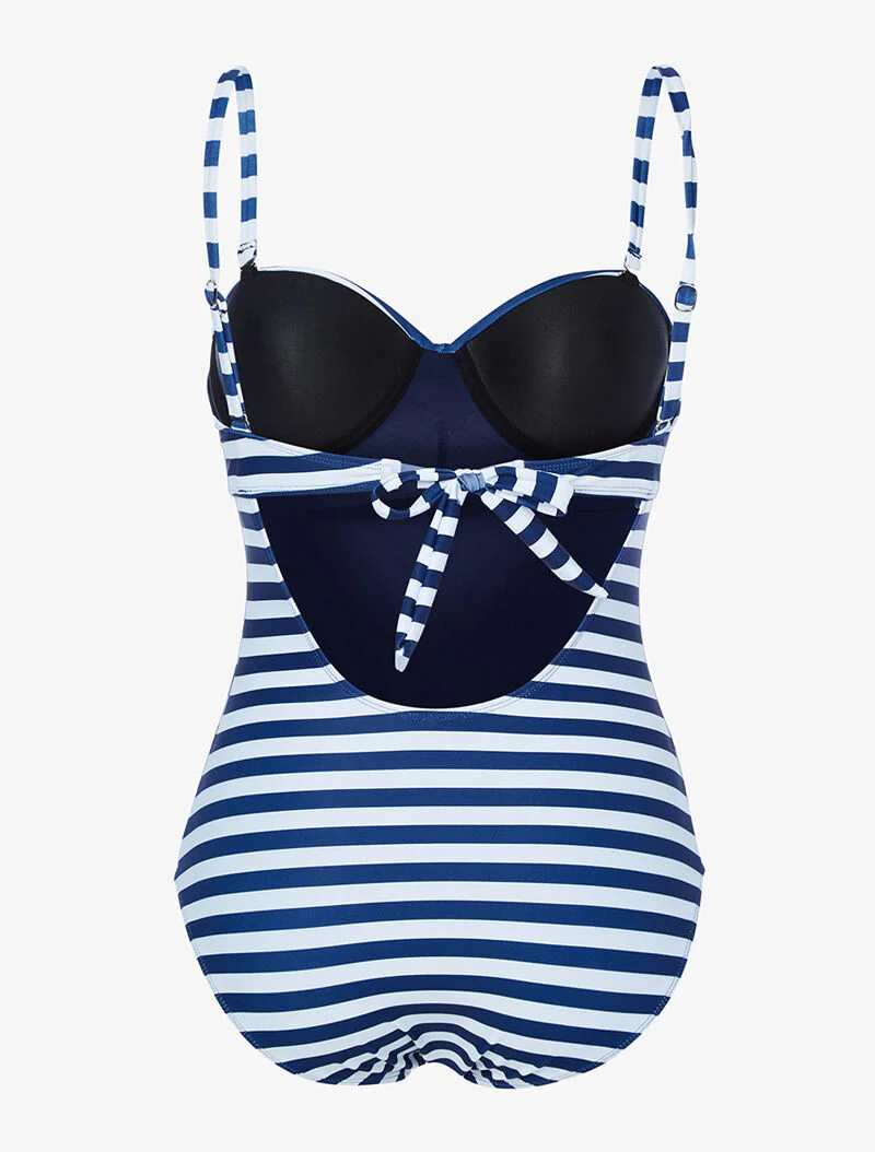 Monokini met strepen - marineblauw - marine - Image 2