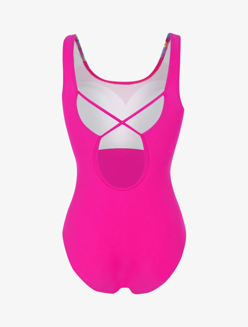 Monokini met gekleurde uitsnijdingen - fuchsia - Image 2