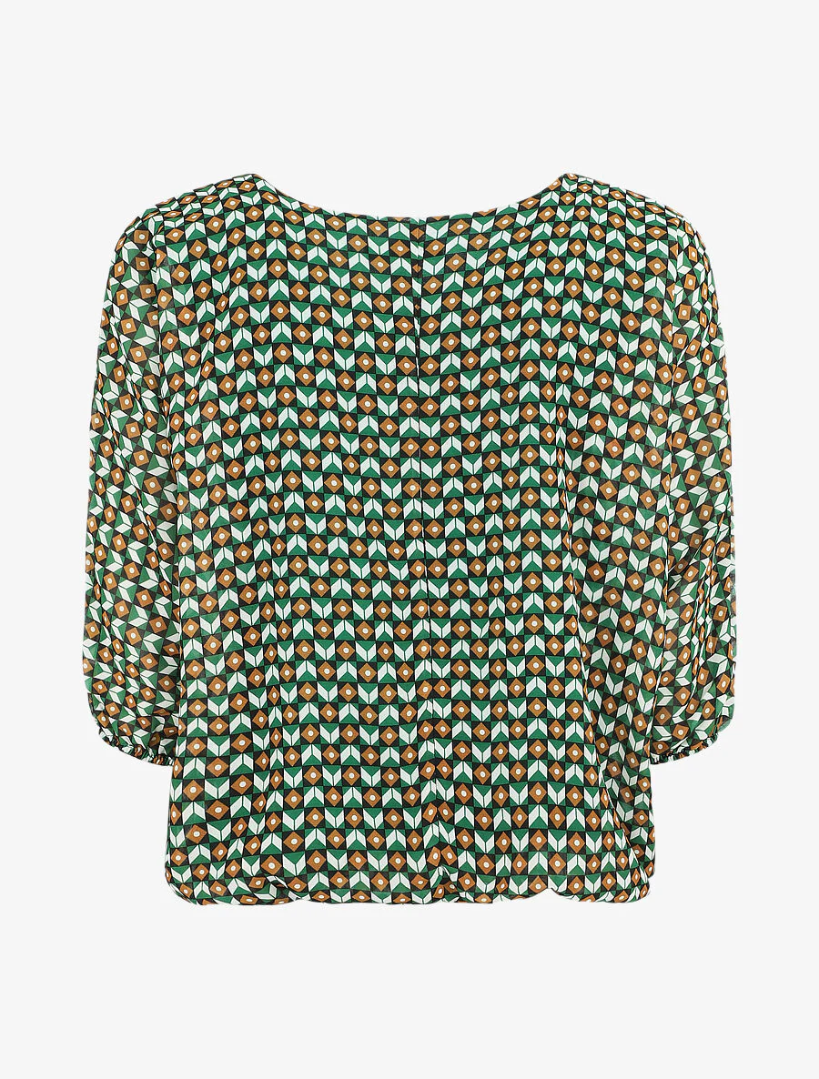 Mosaïk gedrukte bloes - Groen - Image 2