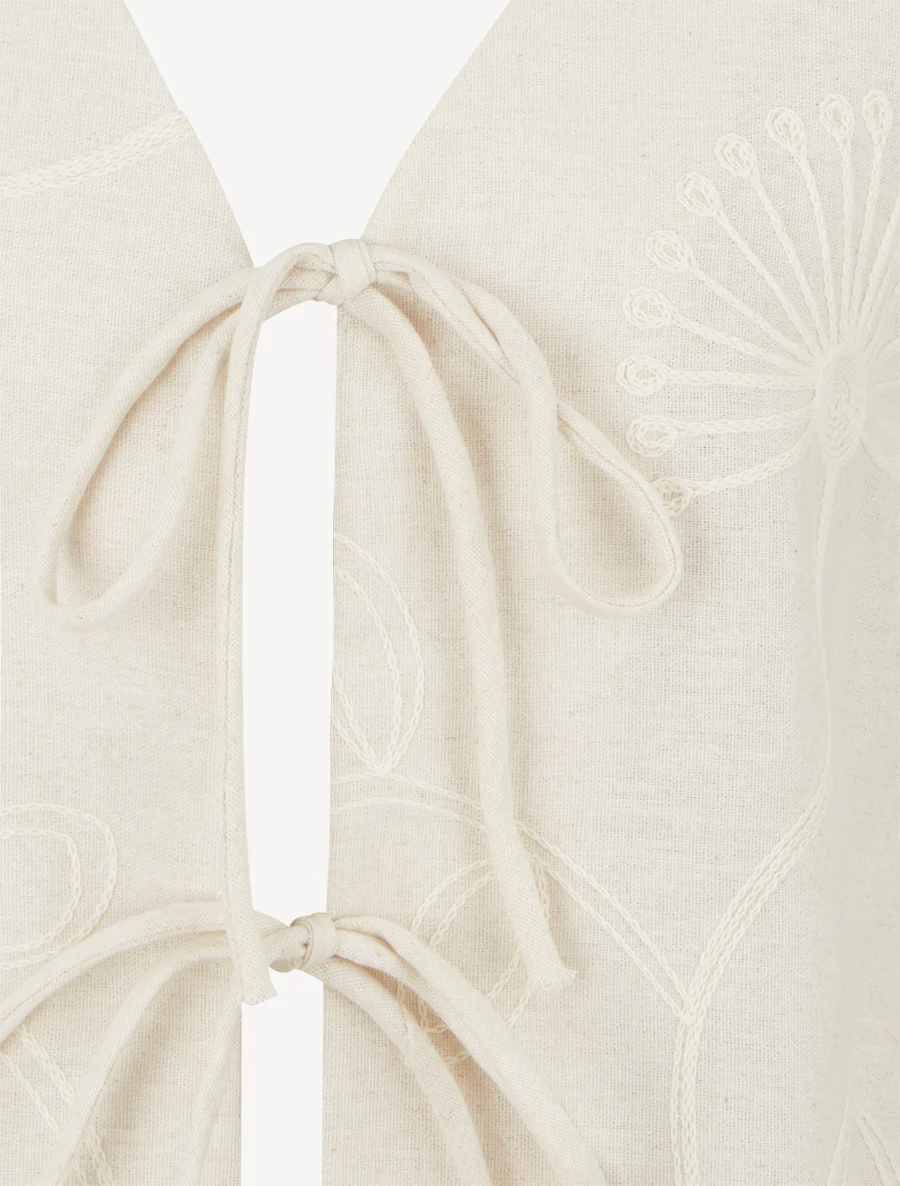 Mouwloos linnen-look vest - Beige - Image 3