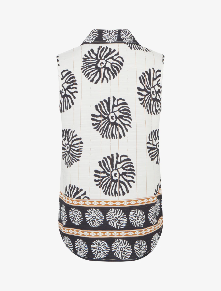 Mouwloos overhemd met anemonenprint - Zwart - Image 2
