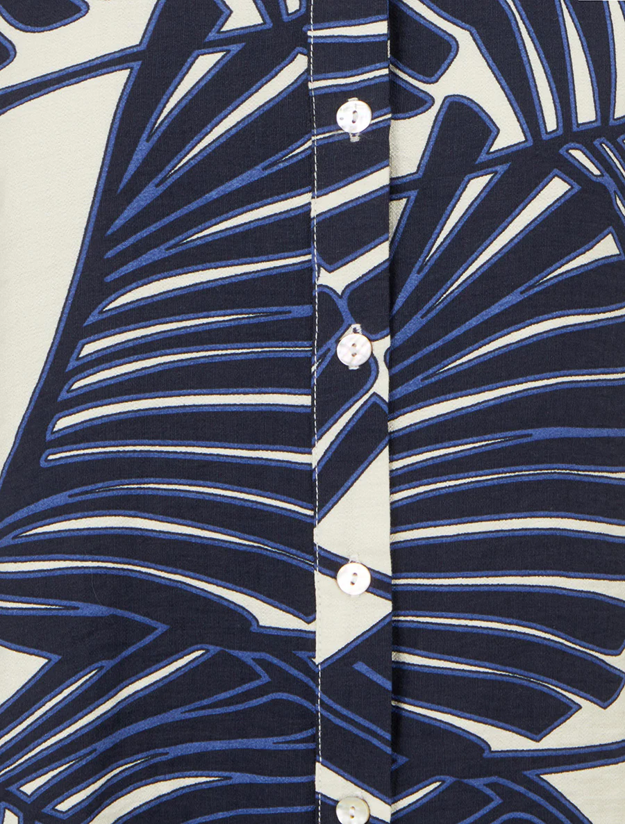 Mouwloos overhemd met palmbladerenprint - Marine - Image 3