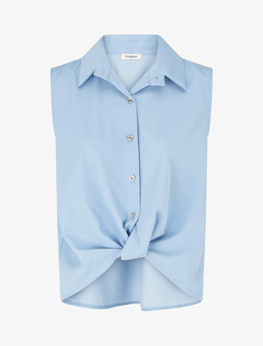 Mouwloos shirt met gedraaid effect - Lichtblauw