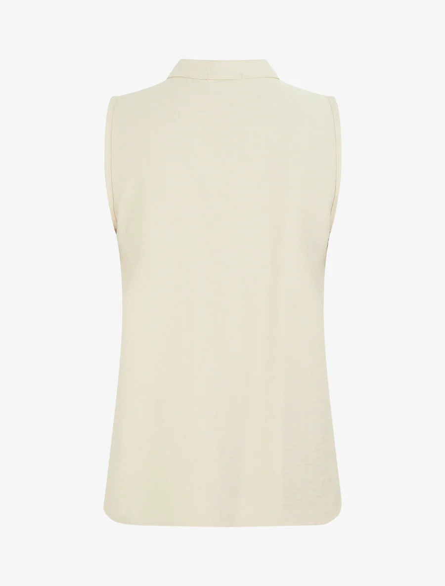 Mouwloos top met decoratieve knopen aan de rechterkant. - Beige - Image 2
