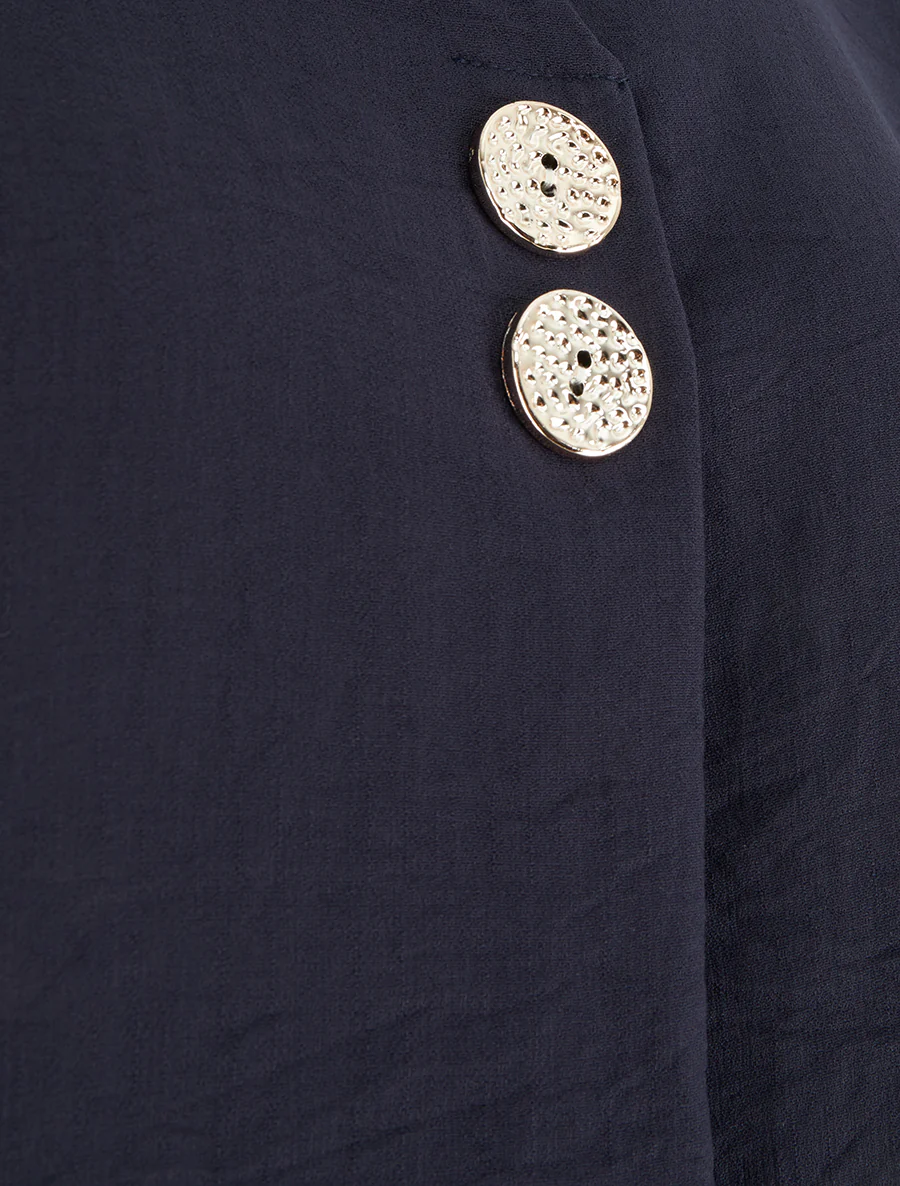 Mouwloos top met decoratieve knopen aan de rechterkant. - Marine - Image 3