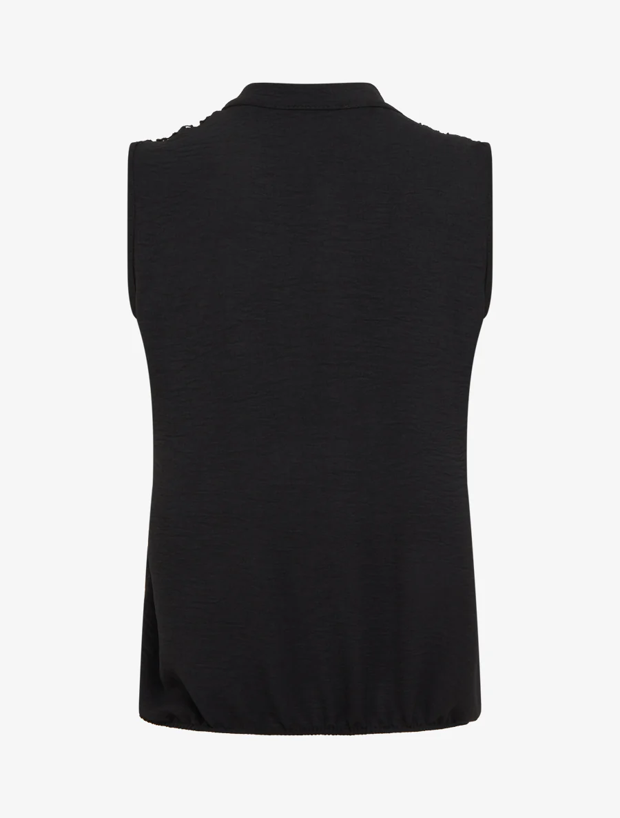 Mouwloos top met geborduurd detail - Zwart - Image 2