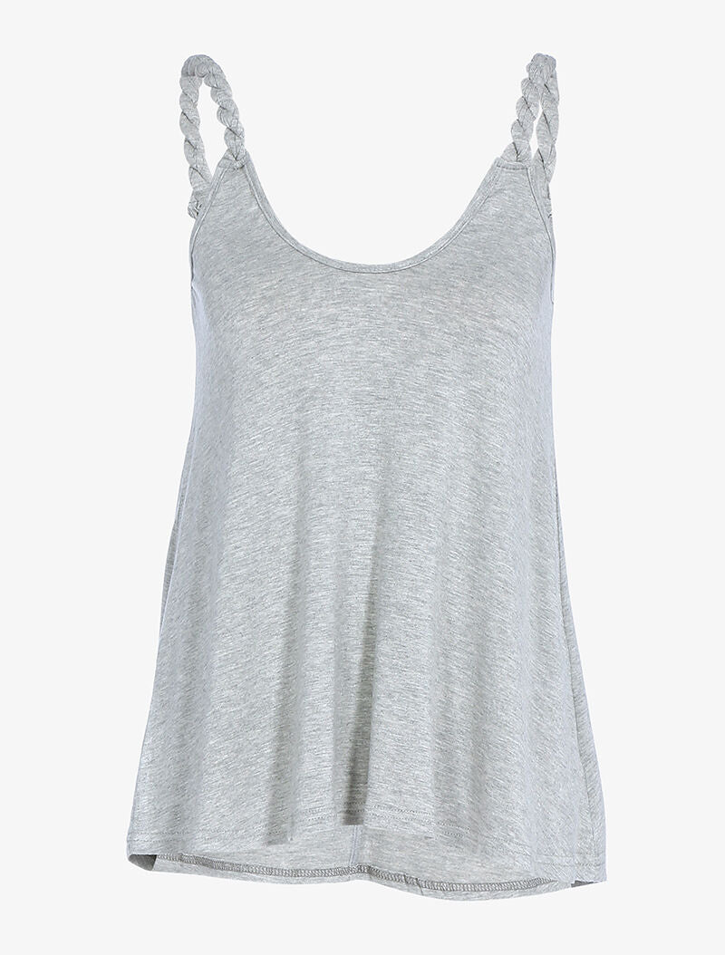 Vloeiende tanktop met gedraaide bandjes - gemêleerd grijs