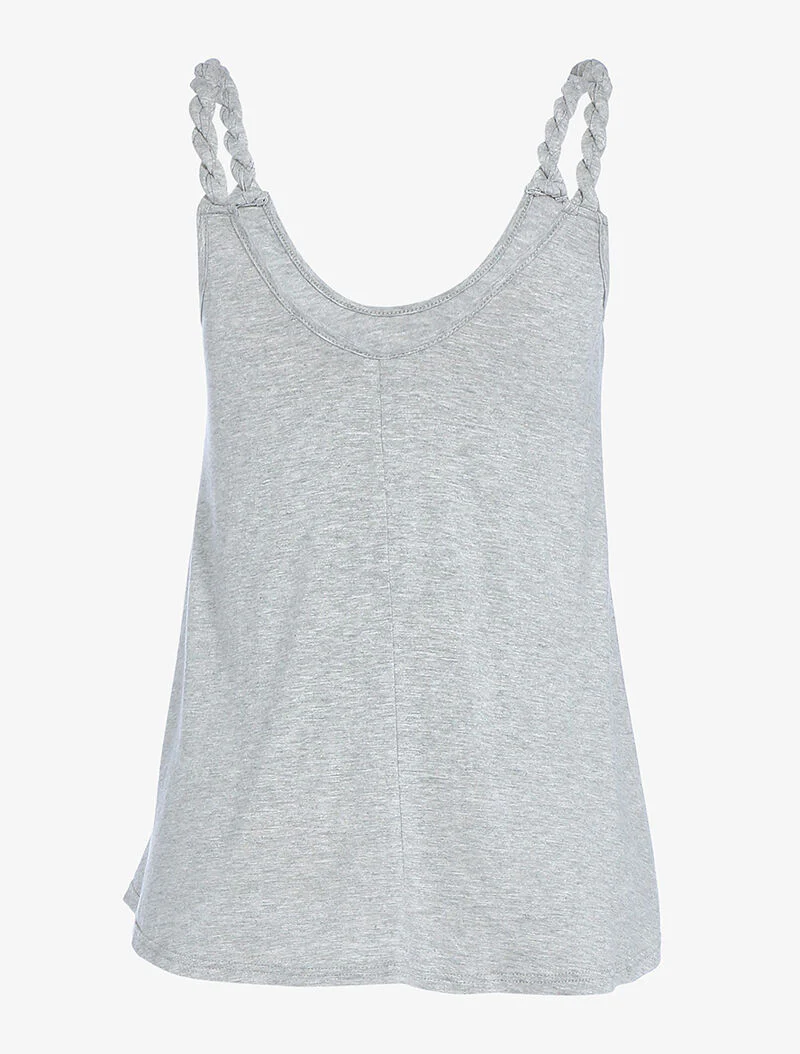 Vloeiende tanktop met gedraaide bandjes - gemêleerd grijs - Image 2