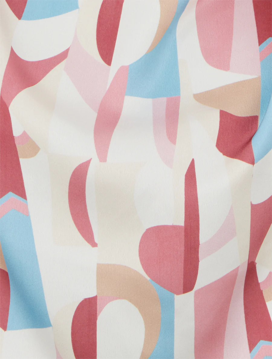 Mouwloos top met grafische print en sierlijke bandjes. - Roos - Image 3