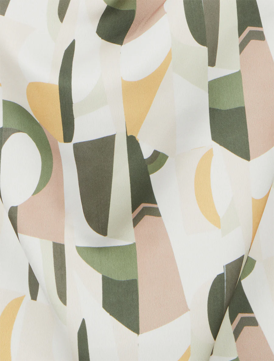 Mouwloos top met grafische print en sierlijke bandjes. - Kaki - Image 3
