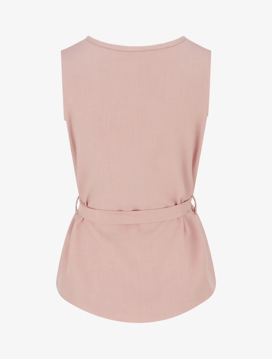 Mouwloos top met knoopsluiting en decoratieve zak. - Oudroze - Image 2
