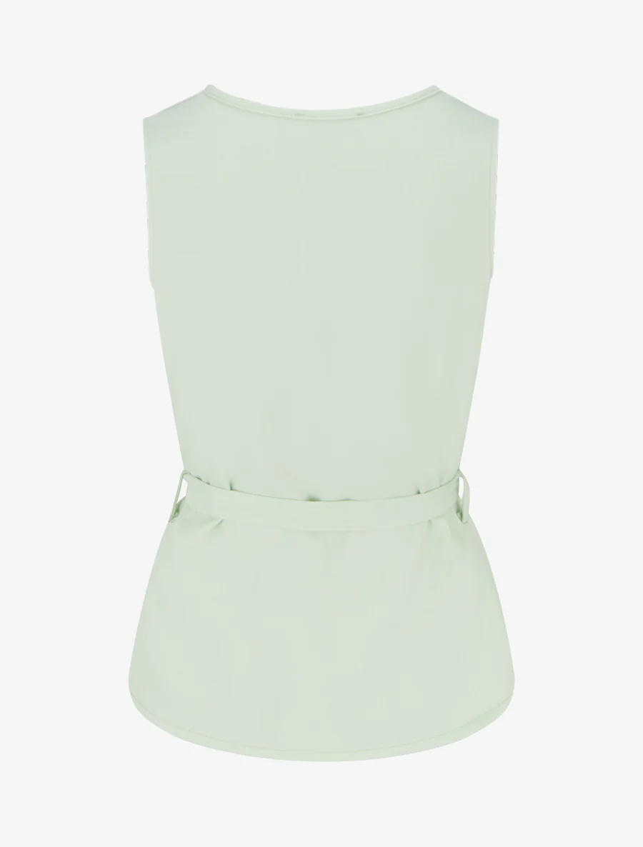 Mouwloos top met knoopsluiting en decoratieve zak. - Appelgroen - Image 2