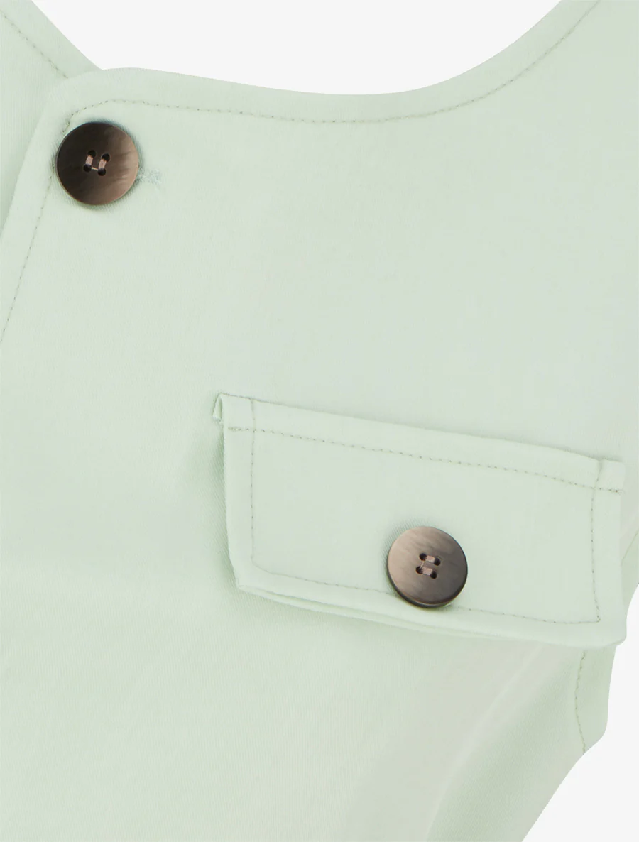 Mouwloos top met knoopsluiting en decoratieve zak. - Appelgroen - Image 3