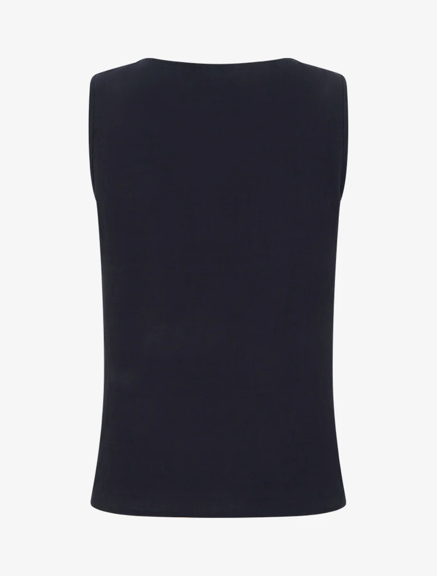 Mouwloos top met rechte snit en borduursels - Marine - Image 2
