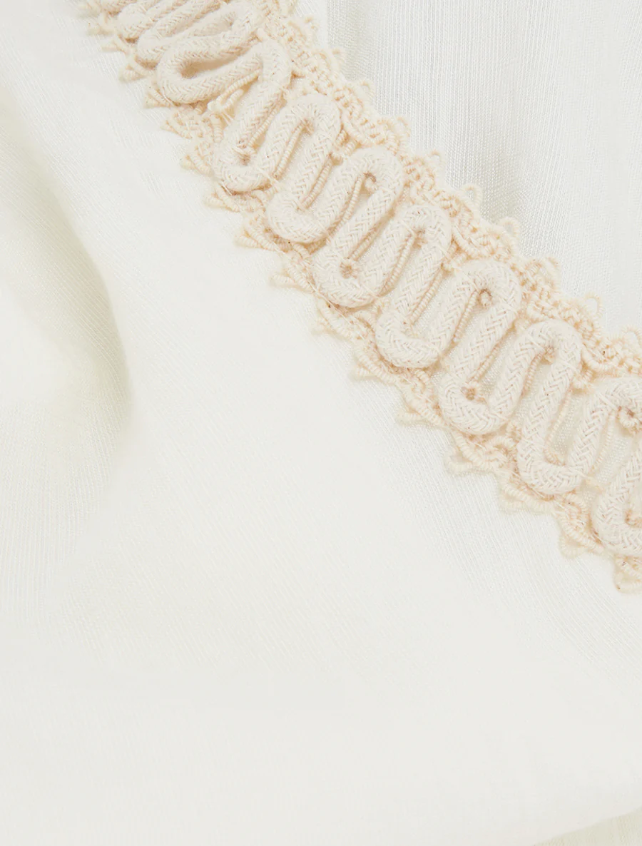 Mouwloos top met rechte snit en borduursels - Wit - Image 3