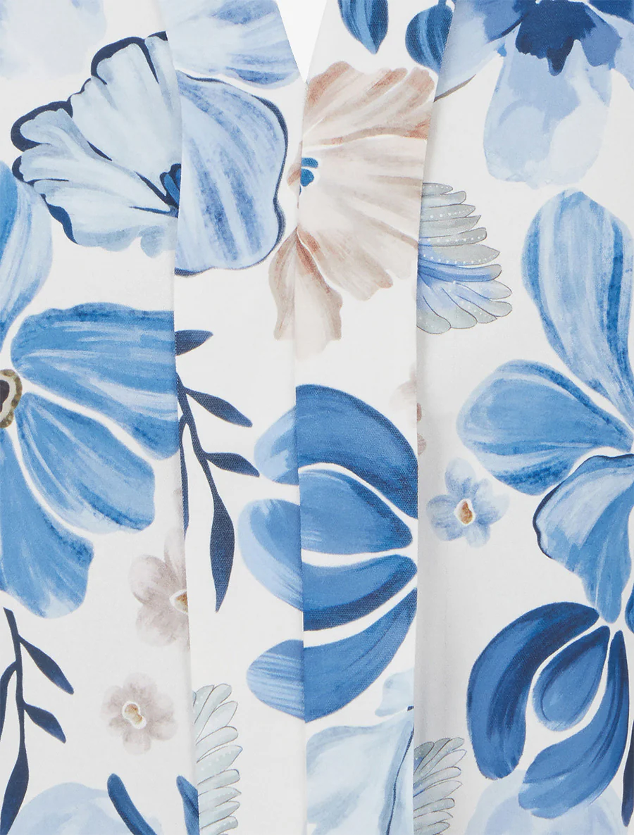 Mouwloos topje met bloemenprint - Blauw - Image 3