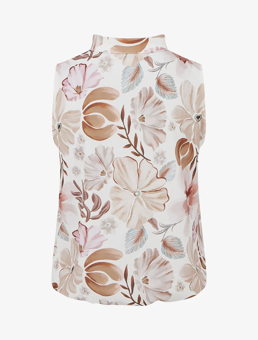 Mouwloos topje met bloemenprint - Bruin - Image 2