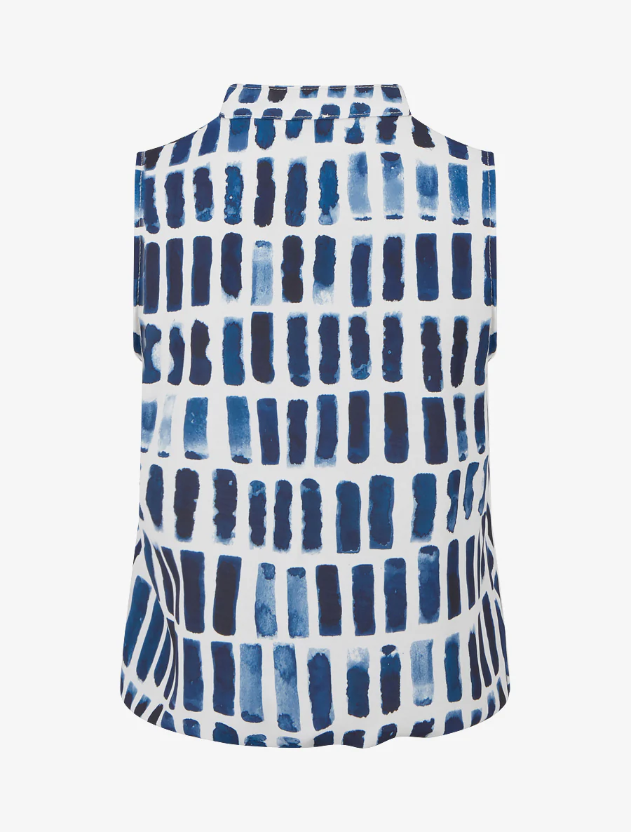 Mouwloos topje met fantasieprint - Marine - Image 2