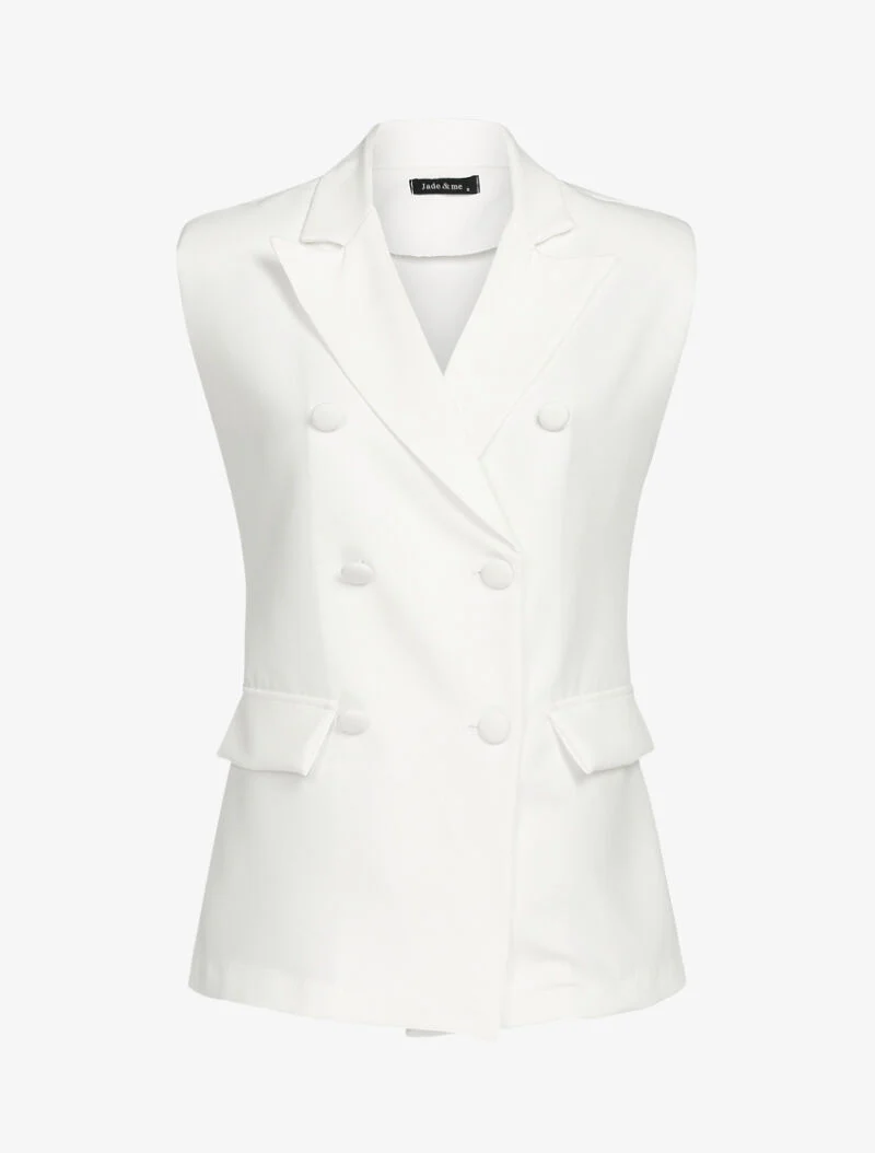 Mouwloos vest in jaren 80-stijl - ecru