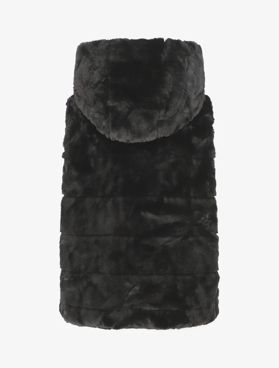 Mouwloos vest van synthetisch bont - Zwart - Image 2